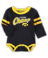 ფოტო #3 პროდუქტის Newborn and Infant Boys and Girls Black, Gold Iowa Hawkeyes Little Kicker Long Sleeve Bodysuit and Sweatpants Set