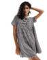 Фото #2 товара The Frolic bow detail gingham smock dress in black and white