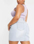 DTT Plus Gabby high waisted denim skirt in light blue