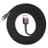 Wytrzymały elastyczny kabel przewód USB microUSB 1.5A 2M czarno-czerwony