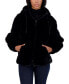 Фото #2 товара Juniors' Women ' Reversible Faux Fur Hooded Bomber Jacket
