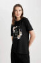 Kadın T-shirt Siyah C2107ax/bk81