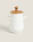 Ceramic honeypot with wooden lid