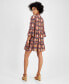 ფოტო #2 პროდუქტის Women's Printed Split-Neck Tiered Dress