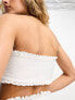 Фото #2 товара The Frolic florite bandeau bikini top in white waffle