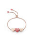 Luv Me Love Heart Thulite Gemstone Rose Gold Plated Sterling SIlver Bracelet