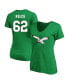 ფოტო #1 პროდუქტის Women's Jason Kelce Kelly Green Philadelphia Eagles Plus Size Throwback Player Name and Number V-Neck T-shirt