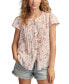 Фото #1 товара Women's Cotton Pintuck-Pleated Flutter-Sleeve Blouse