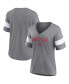 Women's Heathered Gray Oklahoma Sooners Arched City Sleeve-Striped Tri-Blend V-Neck T-shirt Серый, M - фото #1