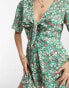 Фото #4 товара Wednesday's Girl bloom floral print playsuit in green