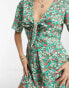 Wednesday's Girl bloom floral print playsuit in green