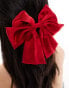 DesignB London satin hair bow in cherry red