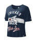 ფოტო #1 პროდუქტის Women's Navy Distressed Chicago White Sox Cooperstown Collection Record Setter Crop Top