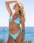 South Beach x Misha Grimes jacquard towelling tie side bikini bottom in light blue BLAU, 44 - фото #1