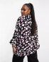 ASOS DESIGN Curve oversized long sleeve shirt in pink mono splodge print