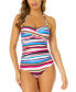 Фото #3 товара Women's Striped Twist-Front Bandeau One-Piece Swimsuit