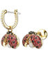 Gold-Tone Multicolor Crystal Ladybug Mismatch Hoop & Stud Earrings