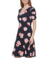 Фото #1 товара Petite Floral-Print Ruched-Sleeve Dress