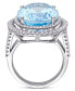 ფოტო #3 პროდუქტის Blue Topaz (22 ct. t.w.) and Diamond (7/8 ct. t.w.) Double Halo Ring in 14k White Gold