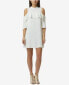 Avec Les Filles Women's Ruffled Cold Shoulder Dress White S
