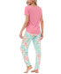 ფოტო #2 პროდუქტის Women's Short Sleeve Pocket T-Shirt with Printed Jogger Pants 2 Piece Pajama Set