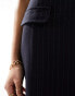 4th & Reckless tailored bandeau maxi dress in navy pinstripe