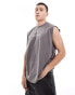 Фото #1 товара ASOS DESIGN oversized vest in grey with text chest print