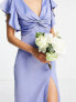 Фото #7 товара TFNC Petite Bridesmaid wrap front maxi dress in powder blue