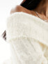 Фото #7 товара Miss Selfridge lash rib knit fold over bardot mini dress in cream
