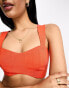 ASOS DESIGN – Minimalistisches Bralette-Top aus Leinen in Orange