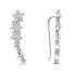 Playful longitudinal silver earrings with zircons EA81W
