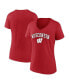 ფოტო #2 პროდუქტის Women's Red Wisconsin Badgers Evergreen Campus V-Neck T-shirt