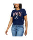 ფოტო #2 პროდუქტის Women's Navy Atlanta Braves Side Lace-Up Cropped T-shirt