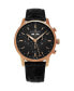 ფოტო #1 პროდუქტის Alexander Watch A101-04, Stainless Steel Rose Gold Tone Case on Black Embossed Genuine Leather Strap