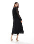 Vila longsleeve v-neck midi dress in black