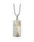 Chisel polished Yellow IP-plated Cross Dog Tag Ball Chain Necklace