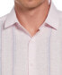 Men's Linen Blend Tri-Color Panel Short Sleeve Button-Down Shirt