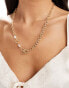 SVNX T bar gold necklace with coin and pearl details