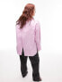Topshop Curve oversized deep cuff shirt in pink