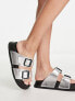 Фото #4 товара Bronx Veran-o double strap leather sandal in metallic silver