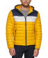 ფოტო #1 პროდუქტის Men's Quilted Color Blocked Hooded Puffer Jacket