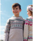 ფოტო #2 პროდუქტის Big Boys Sweater With Norwegian Jacquard Beige Mix