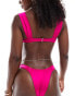 Фото #3 товара Free Society ruched side bikini bottom in jazz pink