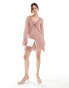 Miss Selfridge frill detail long sleeve mini dress in blush