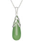 ფოტო #1 პროდუქტის Dyed Jade Leaf Top Teardrop Pendant Set in Sterling Silver