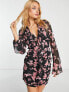 Фото #1 товара ASOS DESIGN ruched mini dress with fluted sleeves in butterfly print