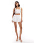 Фото #3 товара Miss Selfridge lace trim corset top co ord in ivory