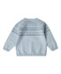 ფოტო #2 პროდუქტის Toddler 100% Cotton Jacquard Design Long Sleeve Crew Neck Sweater w/ Shoulder Buttons, Unisex