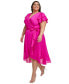Фото #3 товара Plus Size Satin Ruffle-Sleeve High-Low Wrap Dress