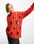 ASOS DESIGN open deconstructed jumper in red